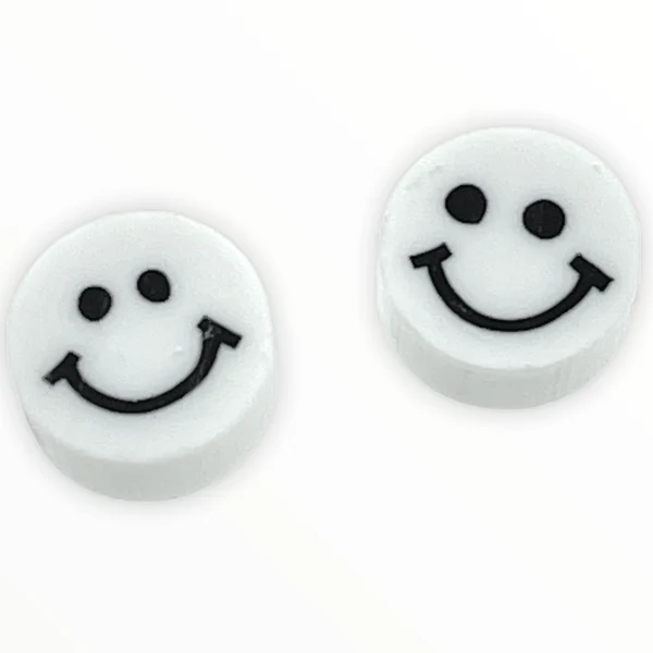Fimo smiley kralen White 10mm - 10 stuks