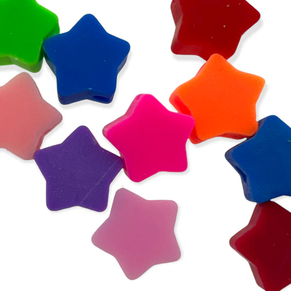 Fimo sterretjes fluor multicolor mix 8mm - 10 stuks