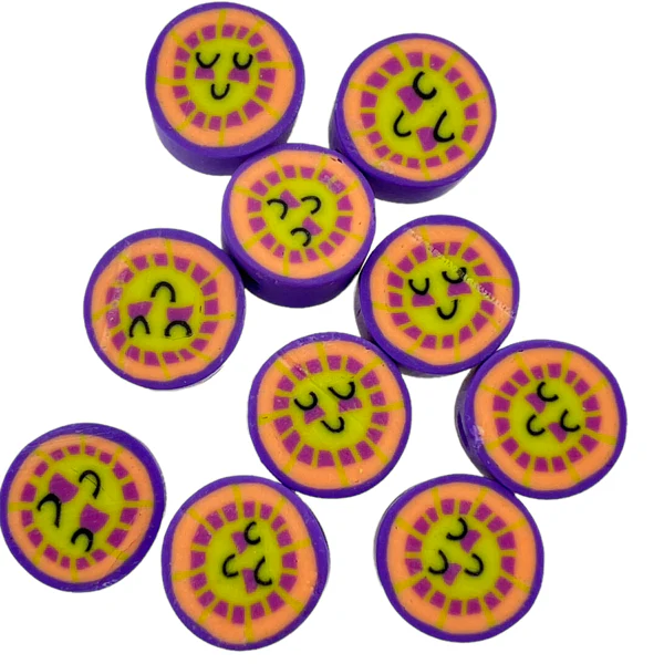 Fimo zonnetje paars 10mm - 10 stuks