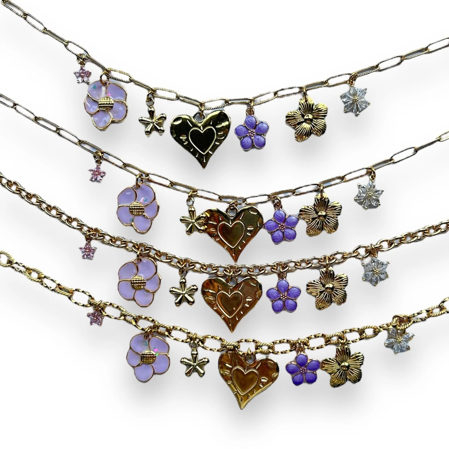 Flower lilac ketting Stainless steel