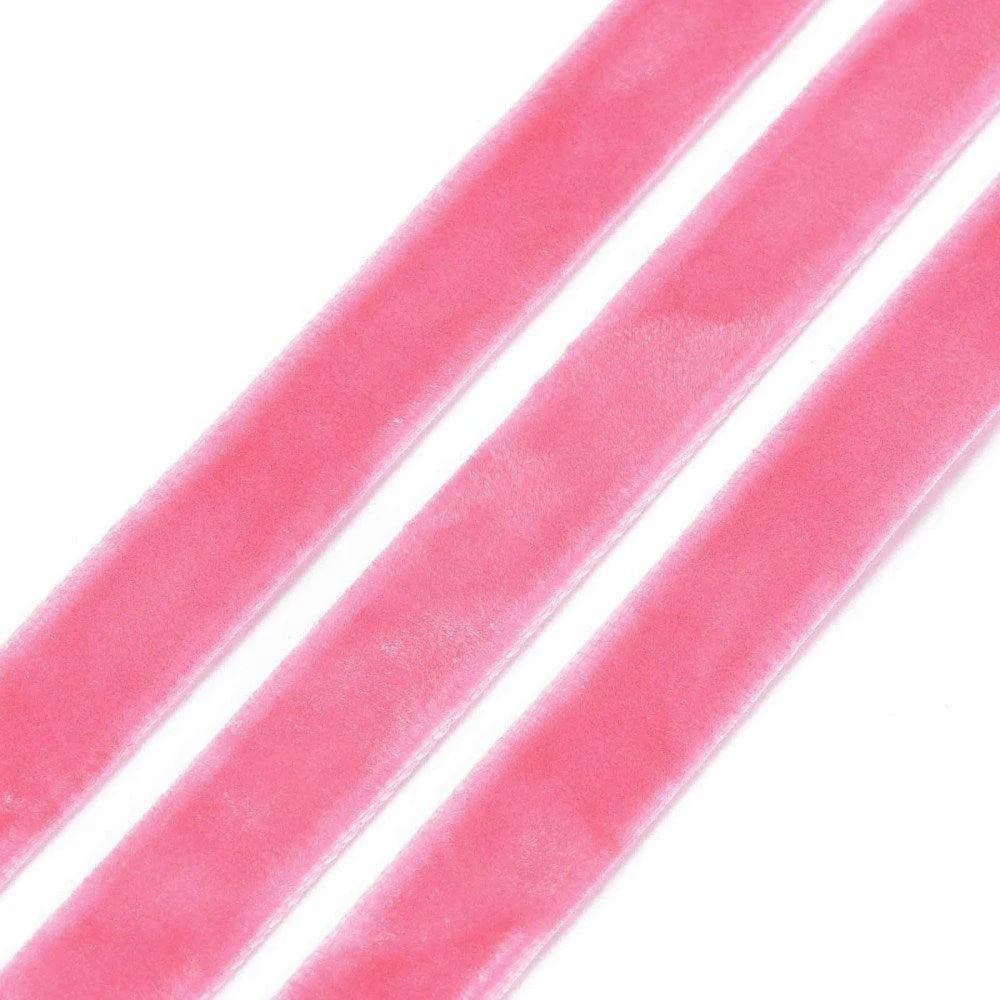 Fluwelen Lint Diep Roze 10mm - per 2m