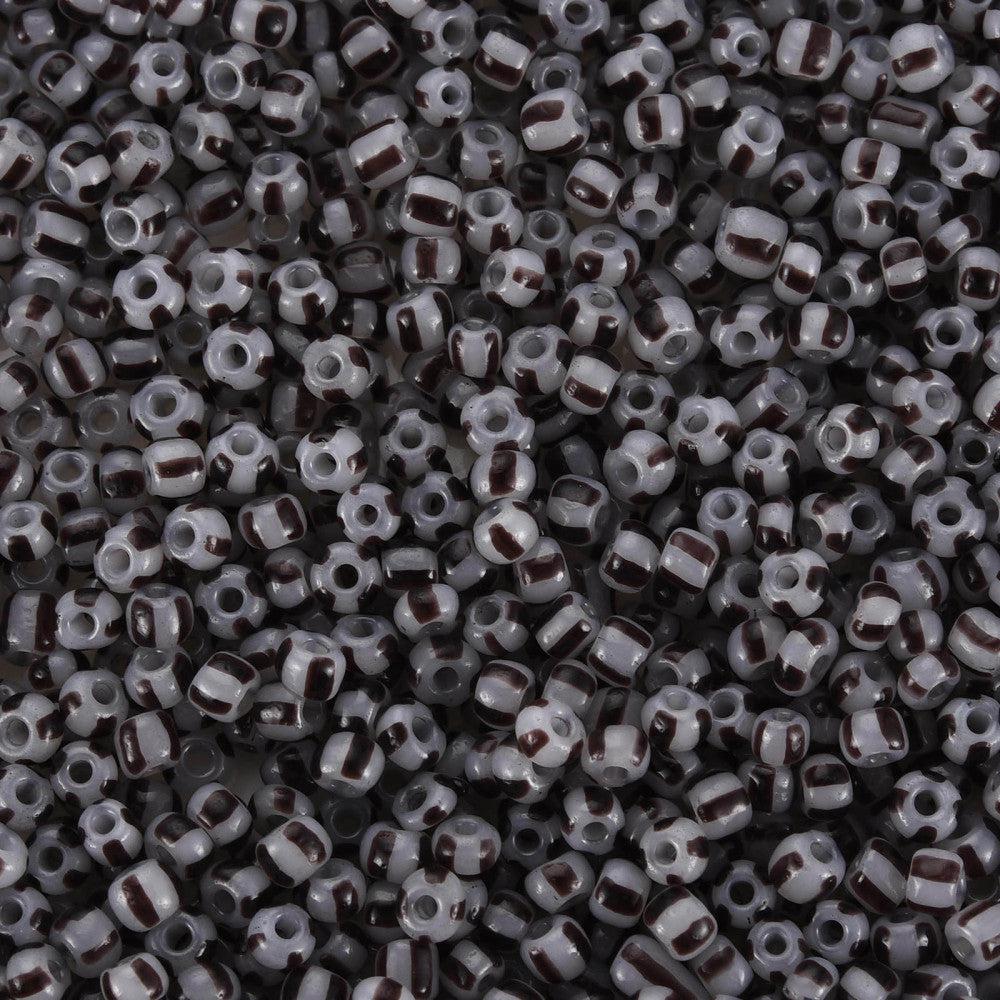 Gestreepte rocailles bruin 8/0 (3mm) - 17,5 gram