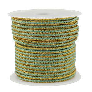 Gevlochten koord Mint green-gold 2.3mm - 1 meter