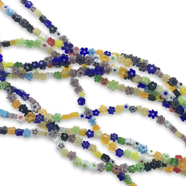Glas kralen millefiori bloem multicolor 4mm - 12 stuks - Image 2