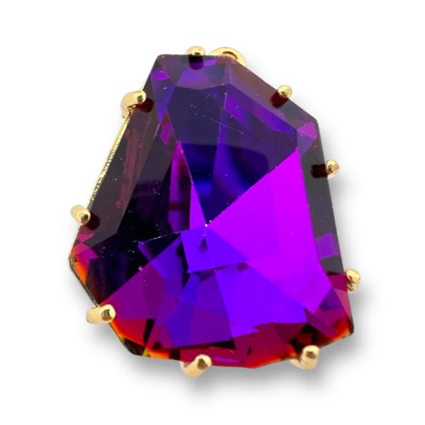Glas steen teardrop bedel purple 29x23x8.5mm