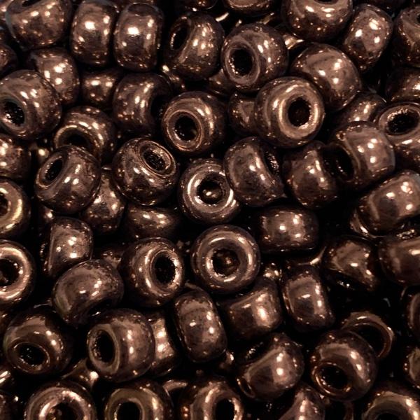 Glaskraal brons shiny 6mm Ø2mm - 15 stuks