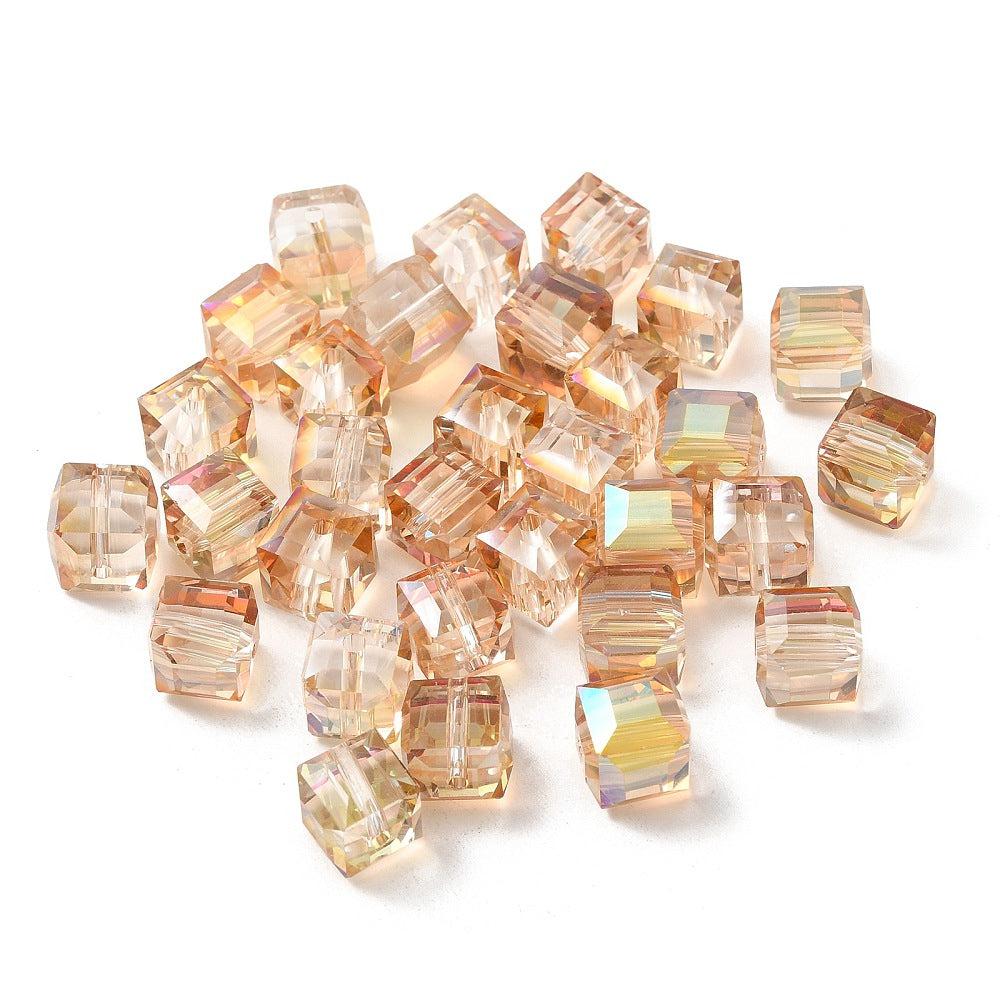 Glaskraal facet Cube 9mm Goud AB - per 4 stuks - Image 2