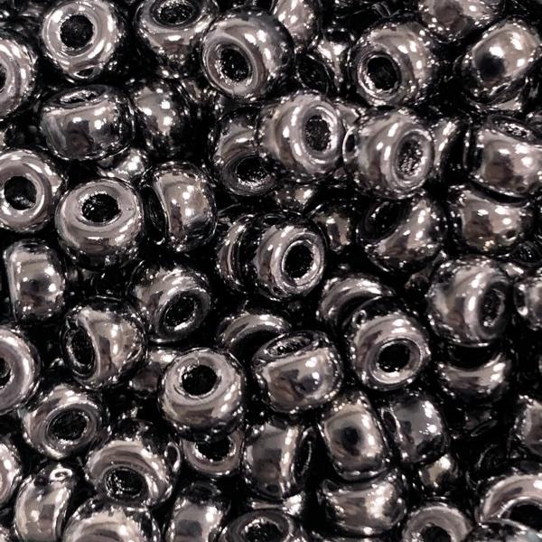 Glaskraal gunmetal 6mm Ø2mm - 15 stuks