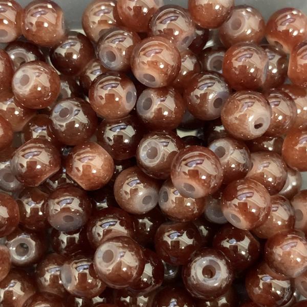 Glaskraal opaal dark brown 6mm - ±140 stuks