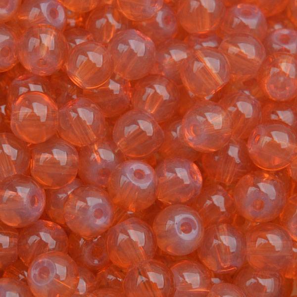 Glaskraal opaal orange peach 6mm - ±140 stuks
