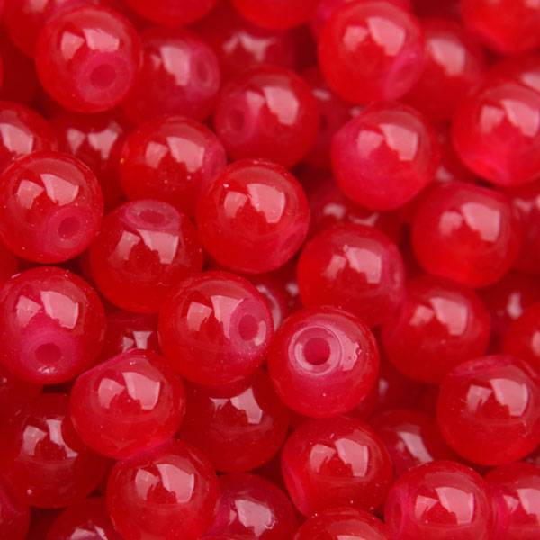 Glaskraal opaal rood 6mm - 140 stuks
