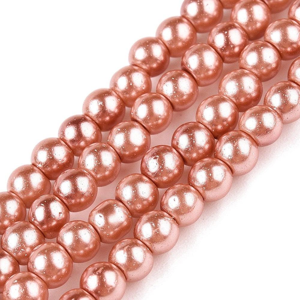 Glaskraal parel dark salmon 3-4mm - ±195 stuks
