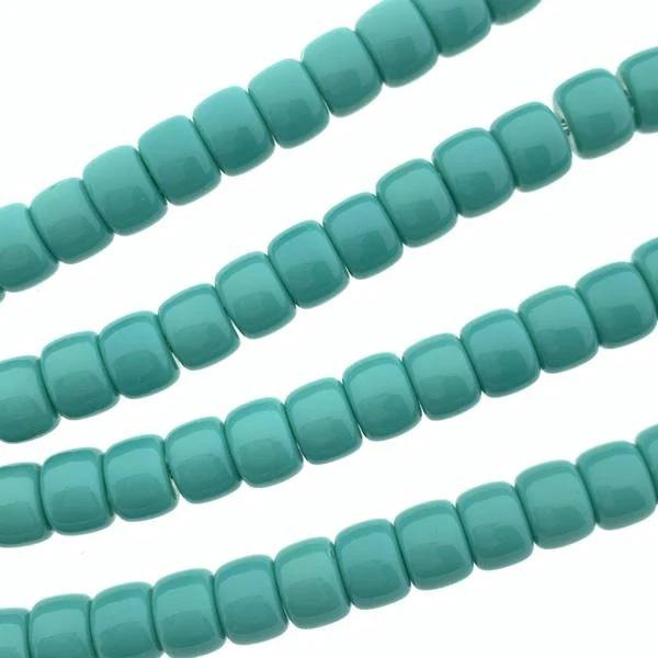 Glaskraal opaal Turquoise 8mm Ø1.4mm - 5 stuks