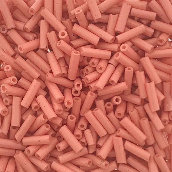 Glaskralen Bugle Opaque Light Coral 6x1.5mm - 20 gram