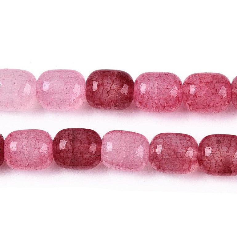 Glaskralen Crackle Barrel Cerise Roze 10x8mm - ±35 stuks - Image 2