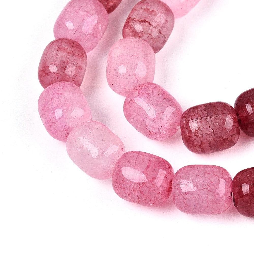 Glaskralen Crackle Barrel Cerise Roze 10x8mm - ±35 stuks - Image 3