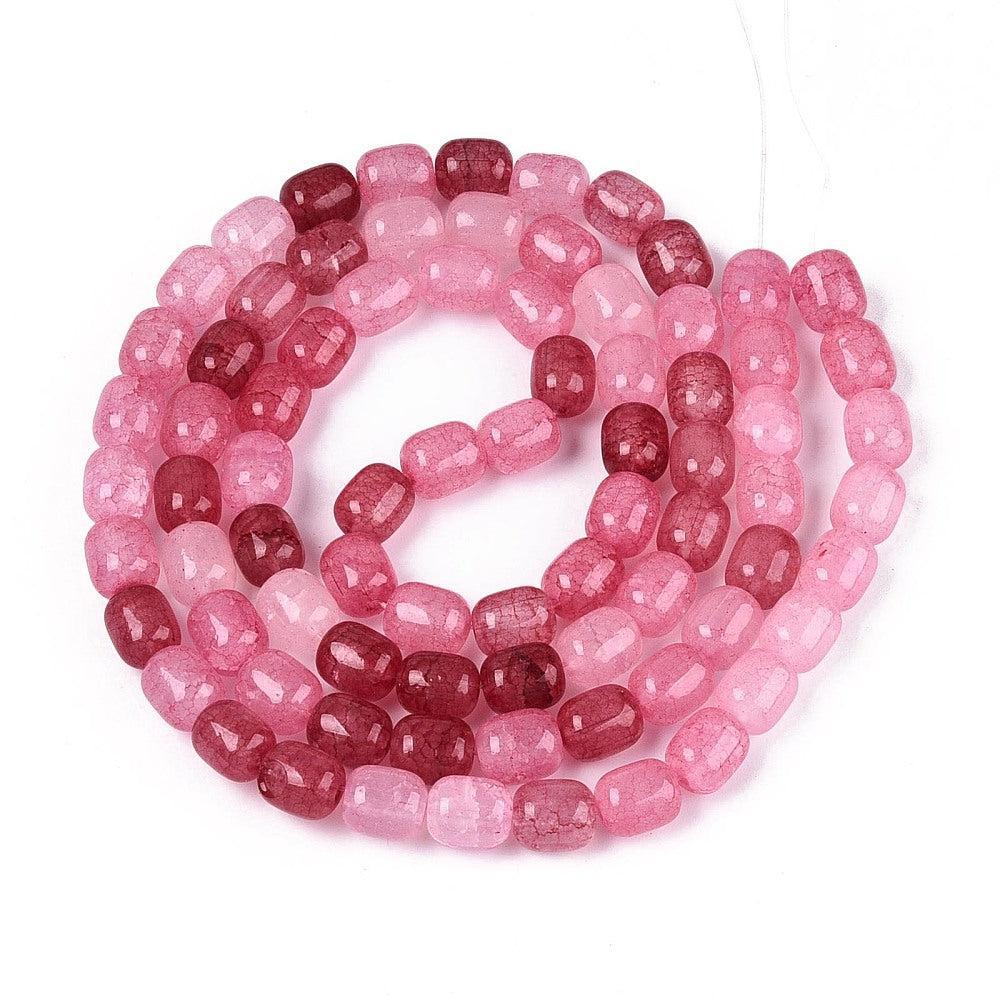 Glaskralen Crackle Barrel Cerise Roze 10x8mm - ±35 stuks - Image 4