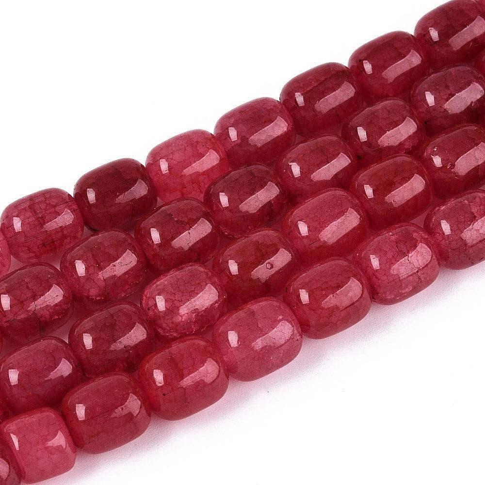 Glaskralen Crackle ovaal Raspberry Rood 10x8mm - ±35 stuks