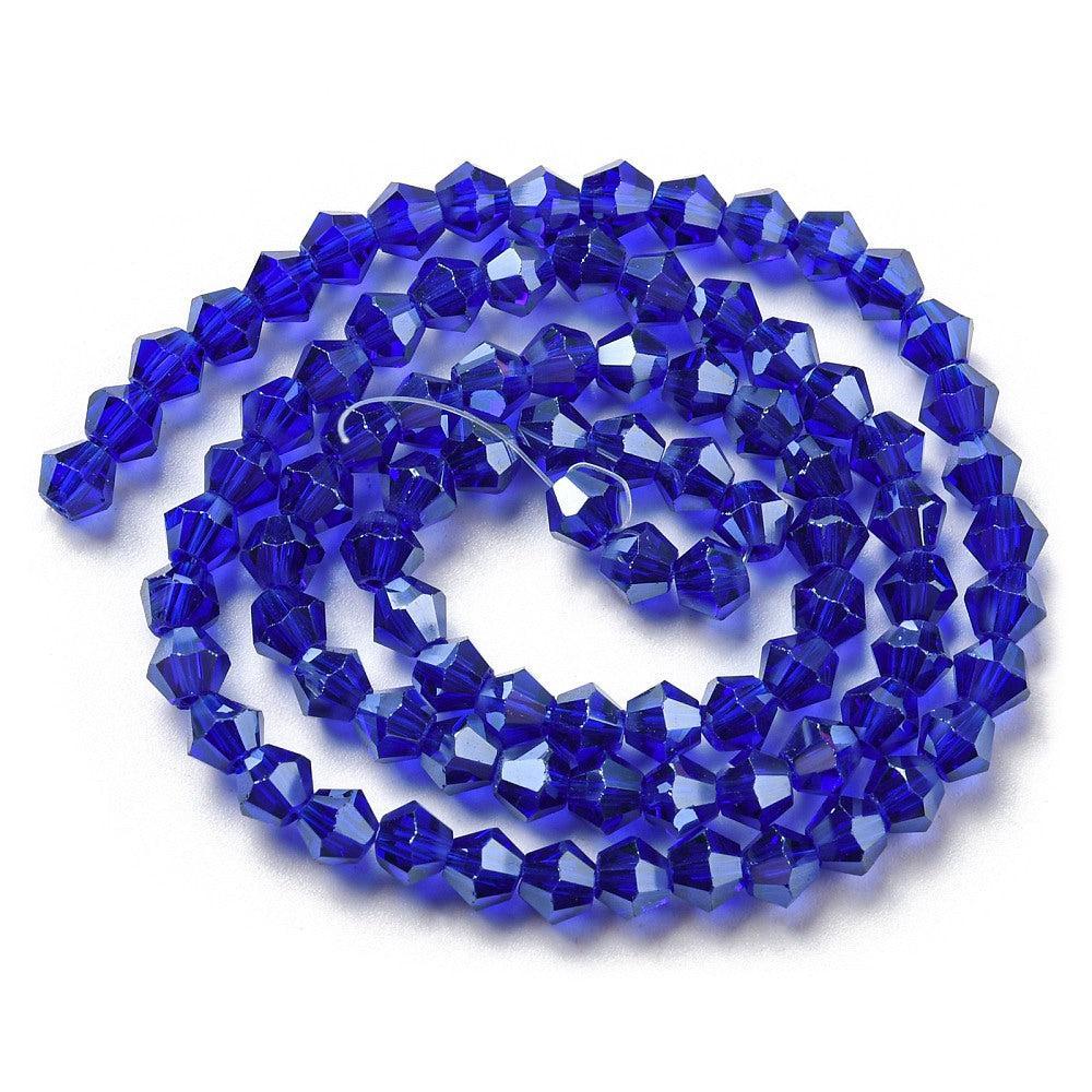 Glaskralen facet bicone Donkerblauw 3mm - ±135 stuks - Image 2