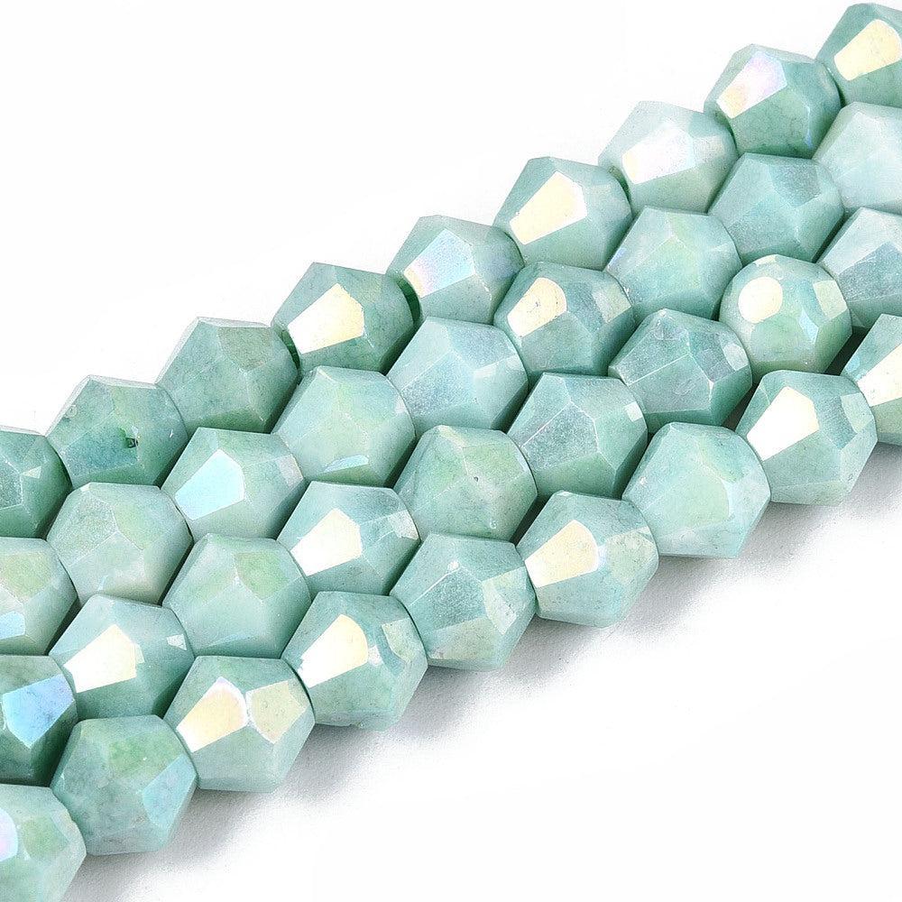 Glaskralen facet Green 5mm - per ±18 stuks