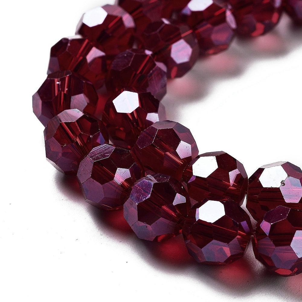 Glaskralen facet rond Donker Rood 10mm - per 15 stuks - Image 2