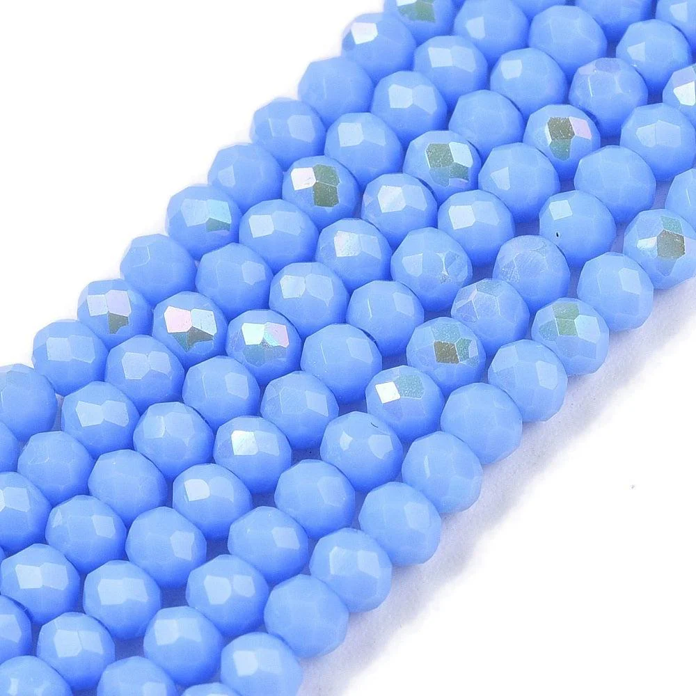 Glaskralen facet rondel lavendel blauw 3mm - ±135 stuks