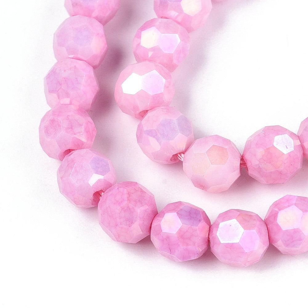 Glaskralen facet Roze 6mm - per ±16 stuks - Image 2