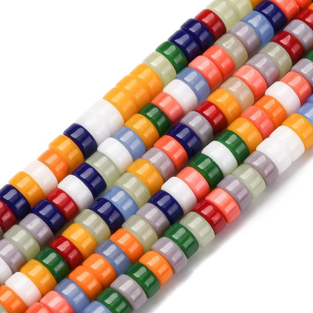 Glaskralen Plat Rond Multicolor 6x4mm - 6 stuks - Image 2