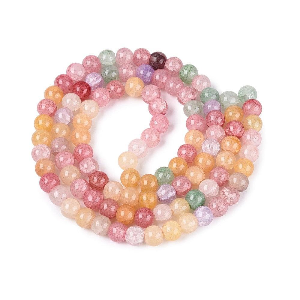 Glaskralen Rond Crackle Multicolor 8mm - per 25 stuks - Image 2
