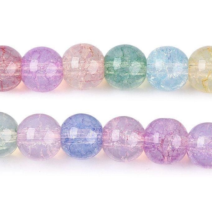 Glaskralen Rond Crackle Multicolor 8mm - per 25 stuks - Image 2