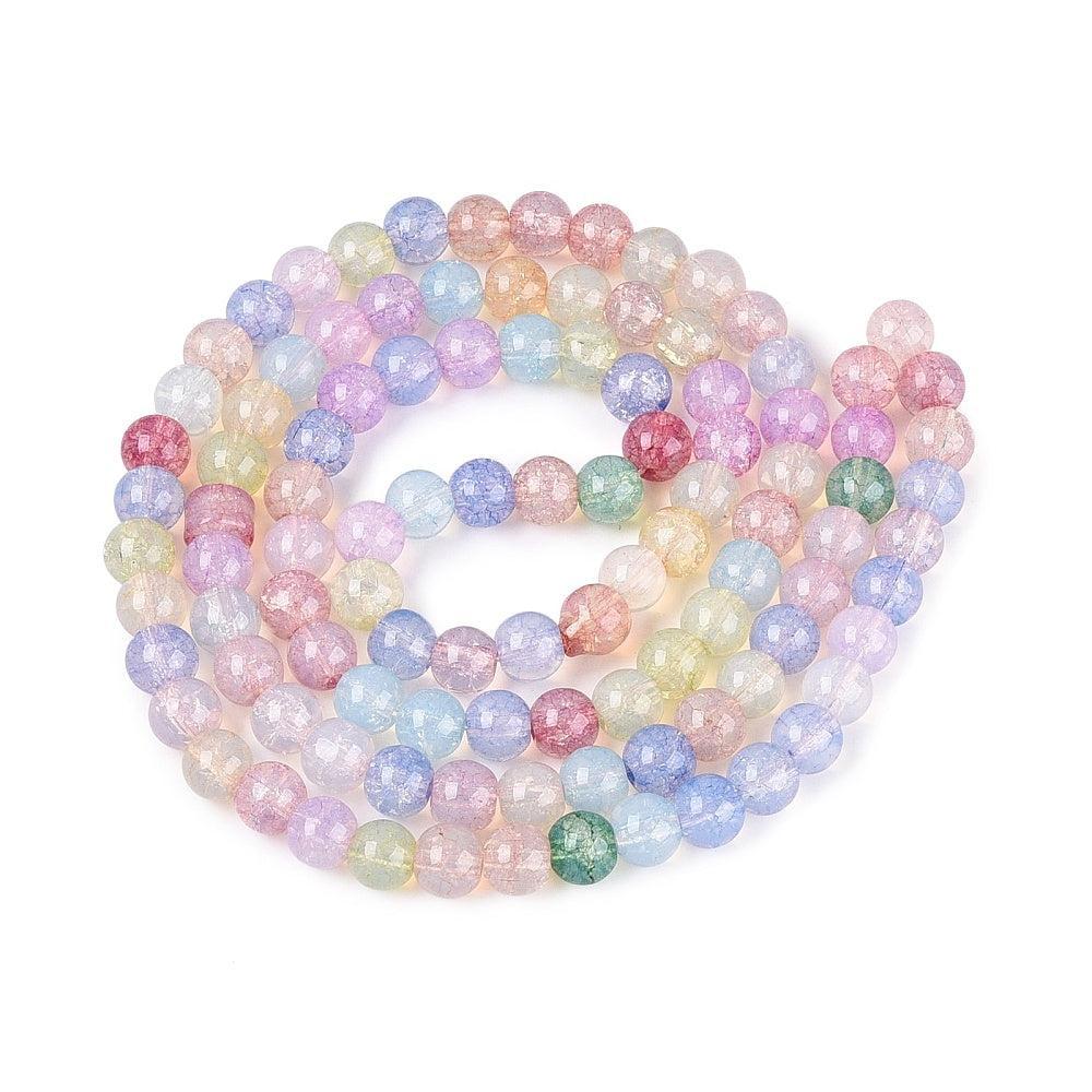 Glaskralen Rond Crackle Multicolor 8mm - per 25 stuks - Image 3