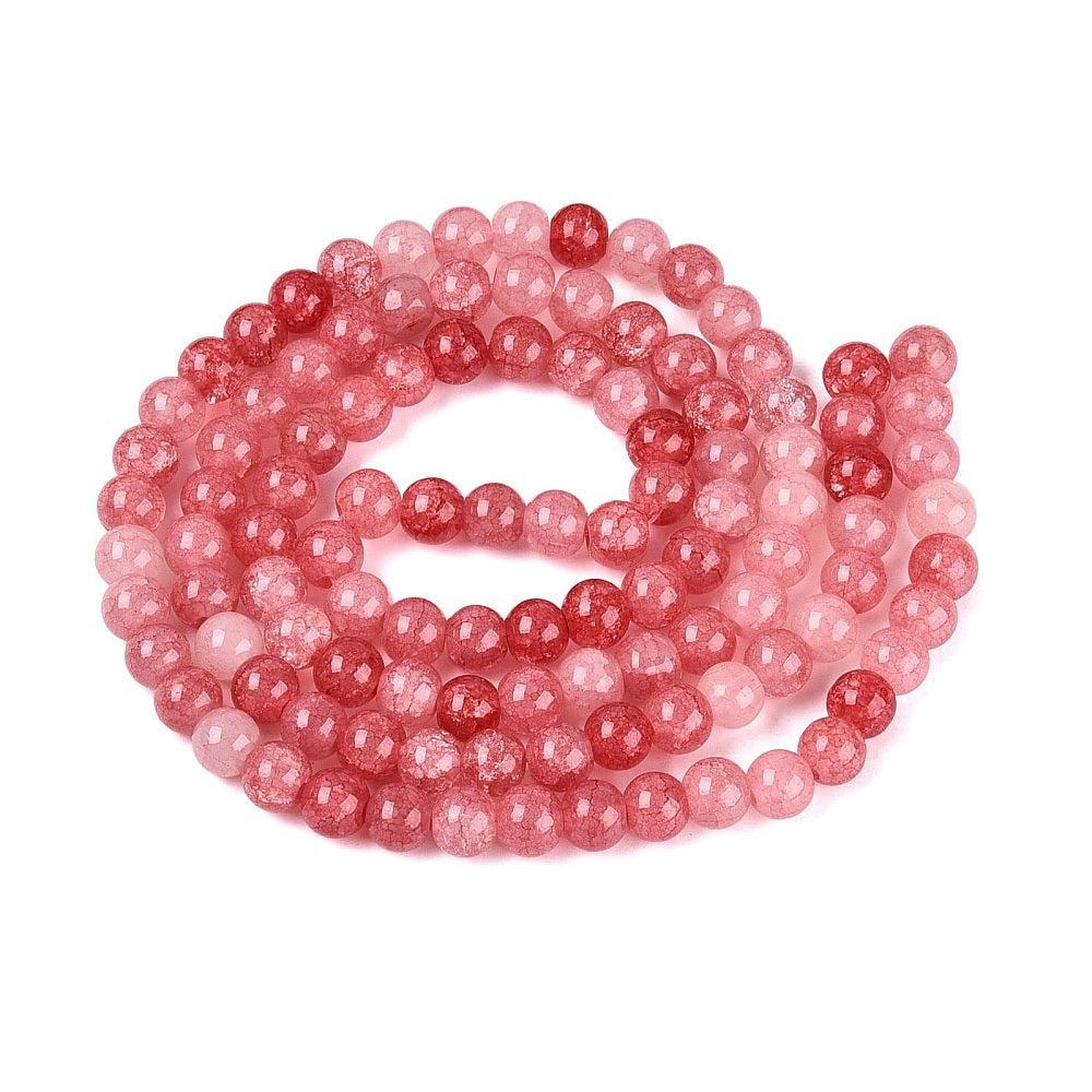 Glaskralen Rond Crackle Raspberry Pink 8mm - per 25 stuks - Image 4