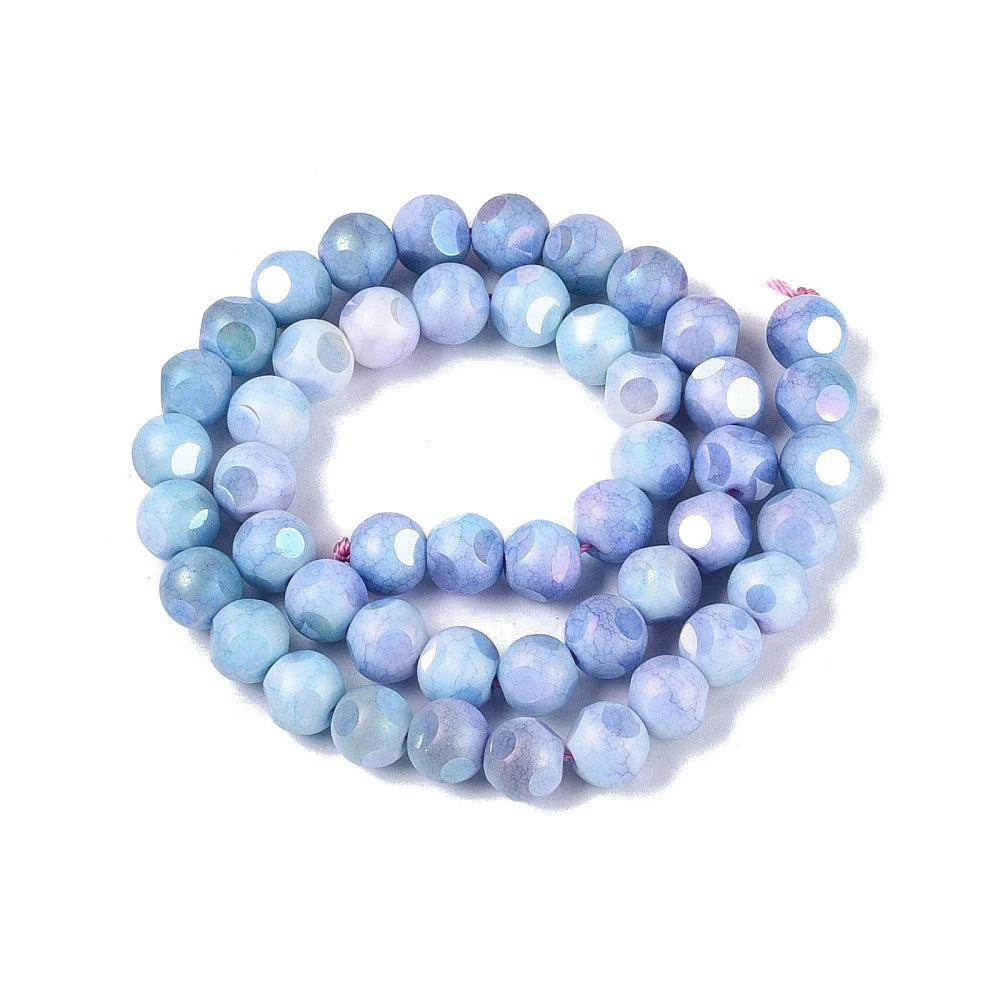 Glaskralen Rond facet AB Cornflower Blue Ombre 8mm - 15 stuks - Image 3