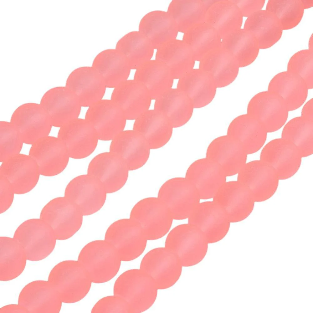 Glaskralen rond mat neon oranje 6mm - 140 stuks