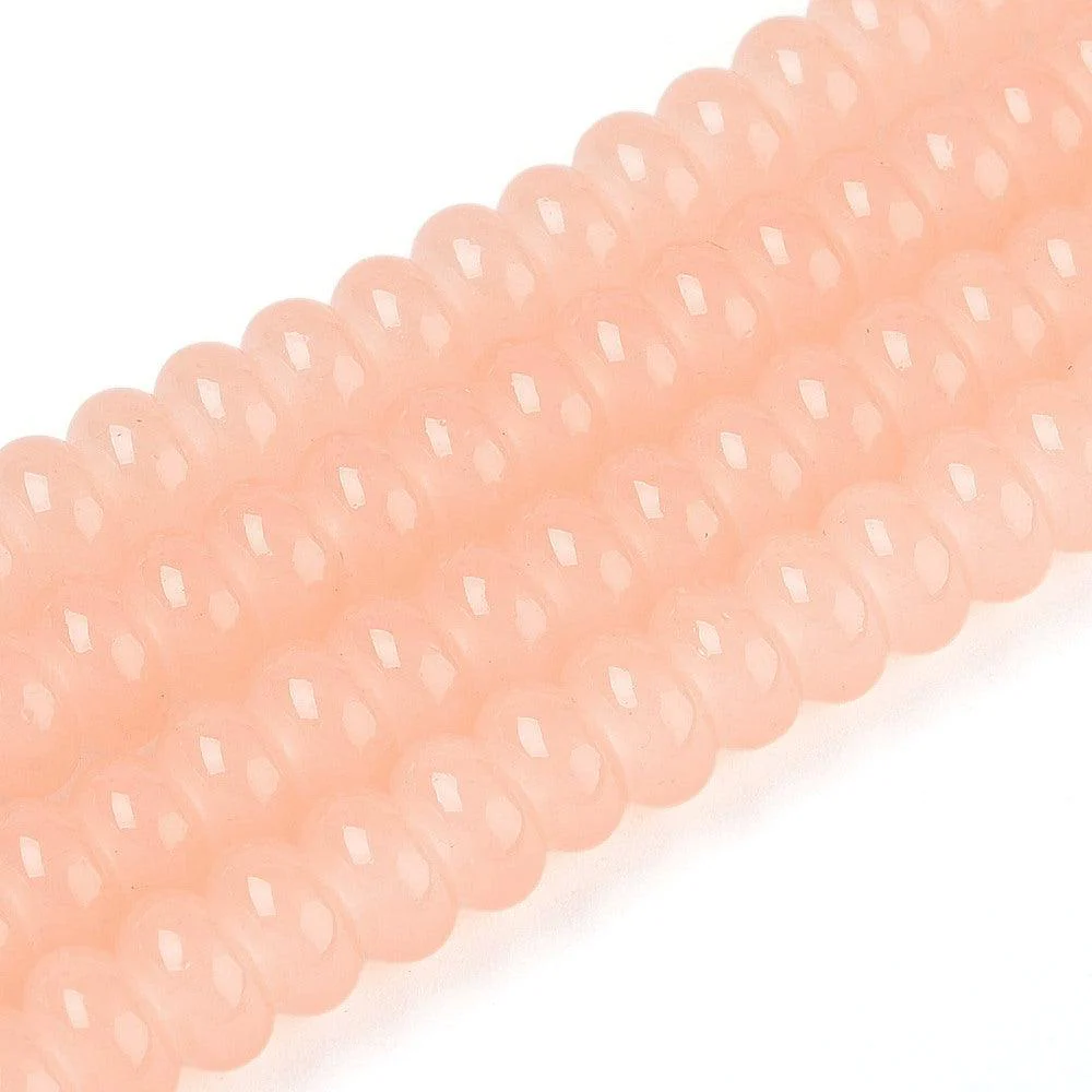 Glaskralen Rondel Light Peach 8x5mm - ±25 stuks