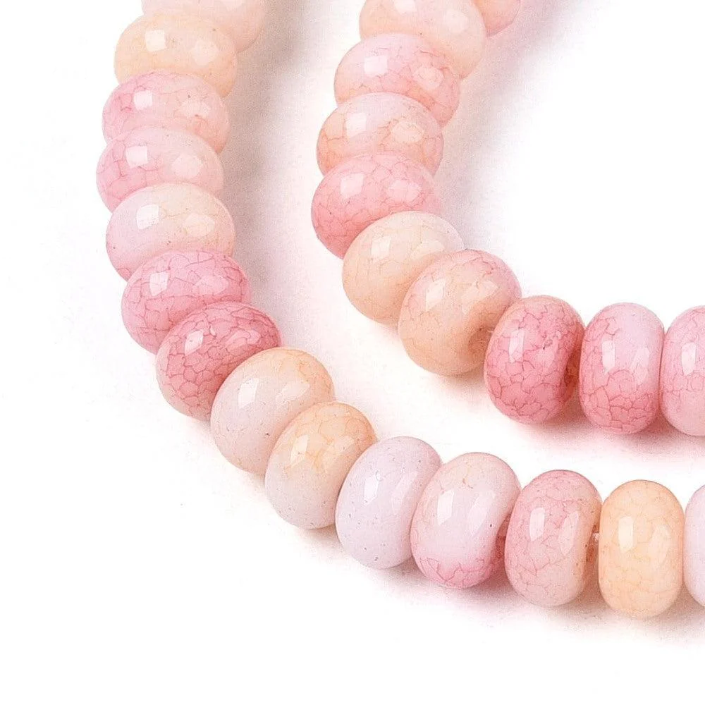 Glaskralen rondel Ombre 4mm Koraal Roze - per streng - Image 2