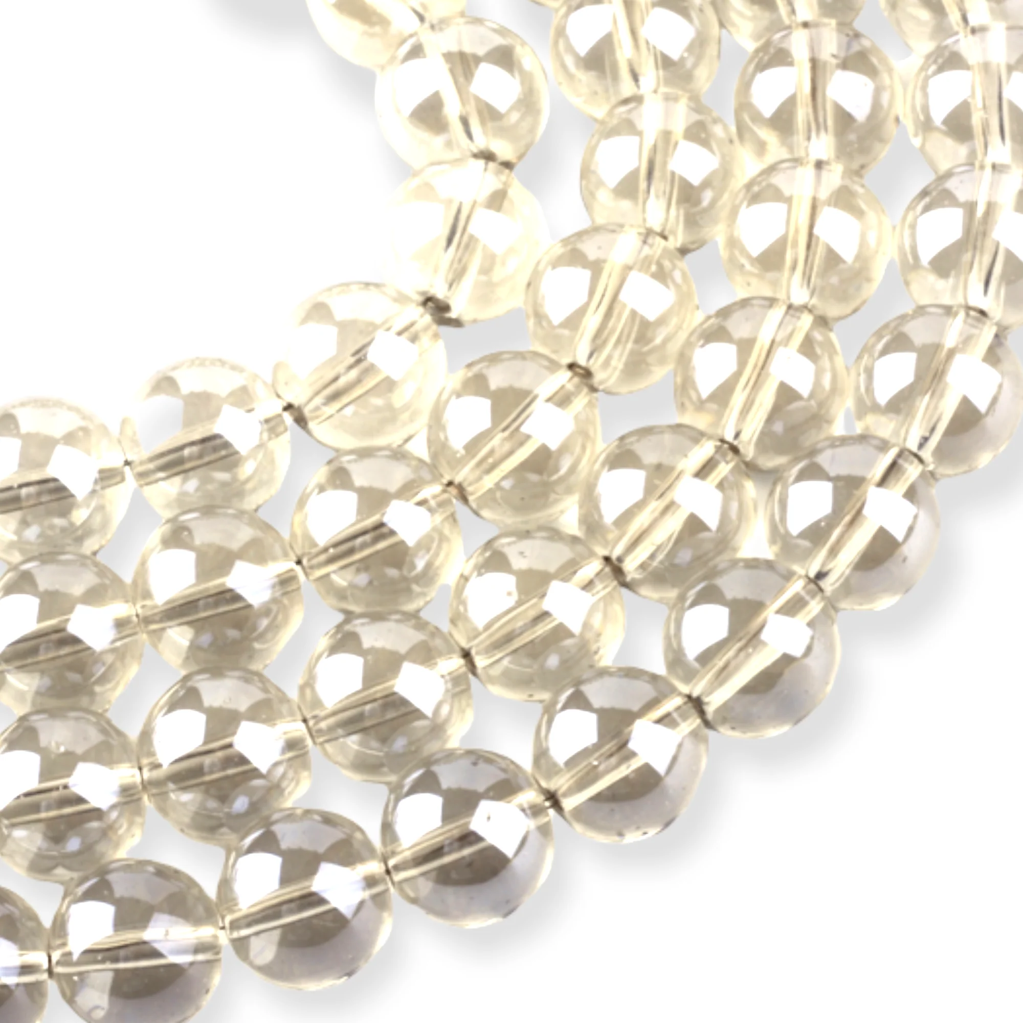 Glaskralen Shine beige 6mm ±45-50 stuks