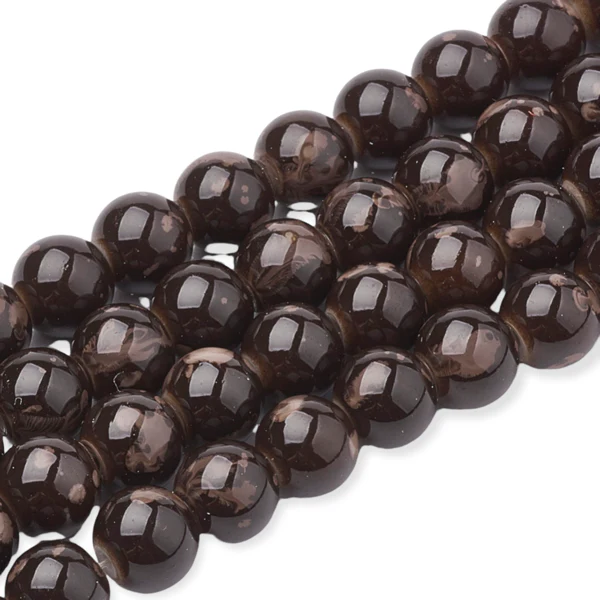 Glaskralen Shine bruin 6mm - ±130 stuks
