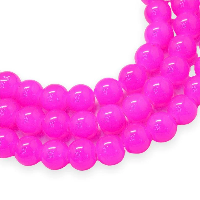 Glaskralen Shine magenta 6mm ±140 stuks