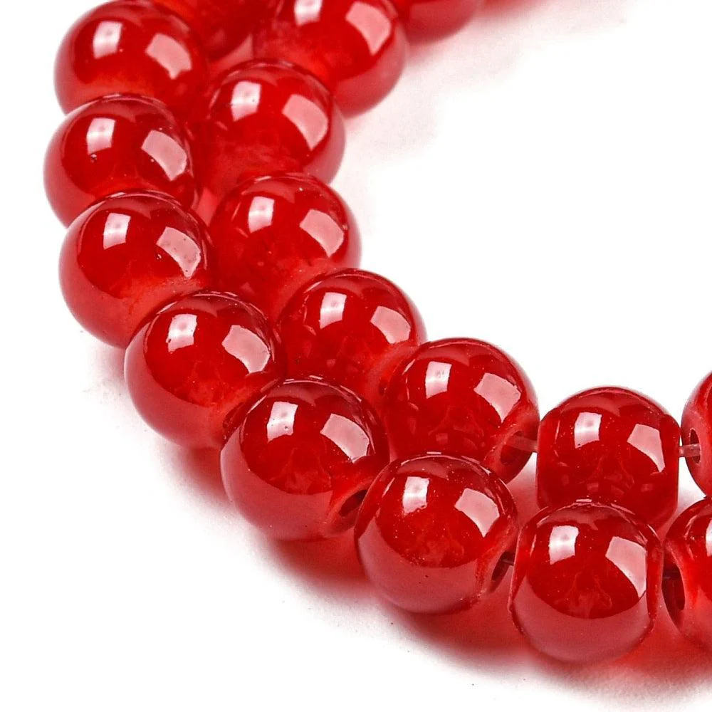 Glaskralen Shine rood 6mm ±140 stuks