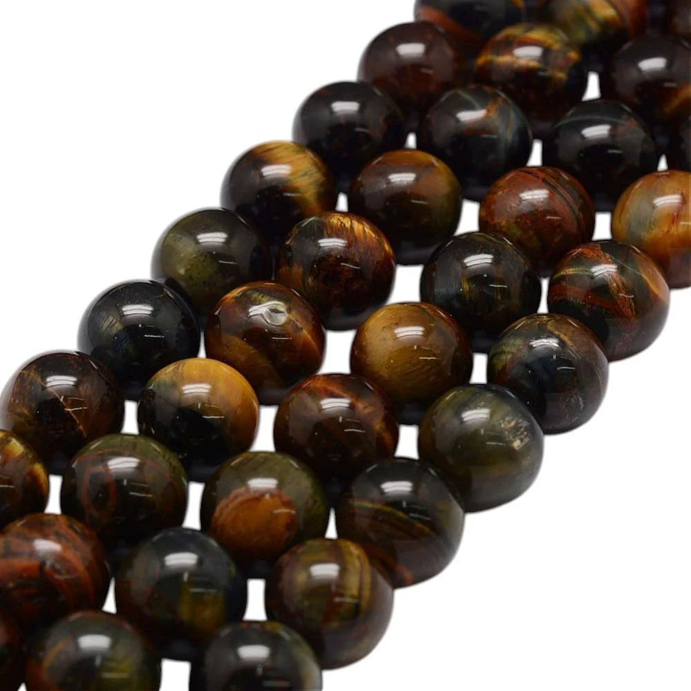 Glaskralen tijgeroog rond 6mm - per 20 stuks