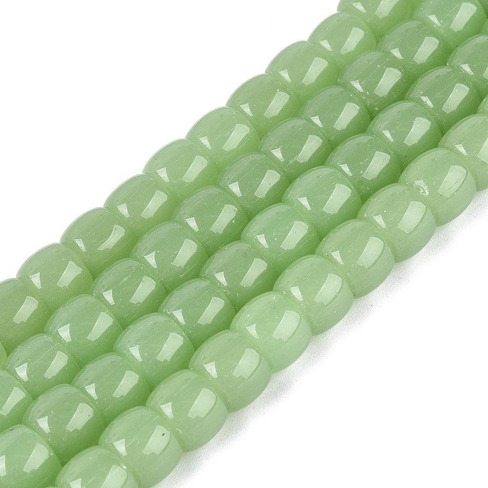 Glaskralen Tube Dark Sea Green 10x8mm - per 20 stuks