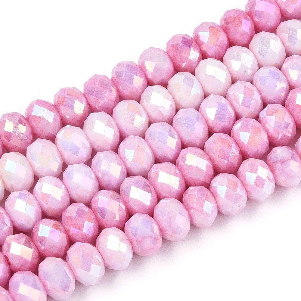 Kralen glas faceted roze 6mm- per ±22 stuks