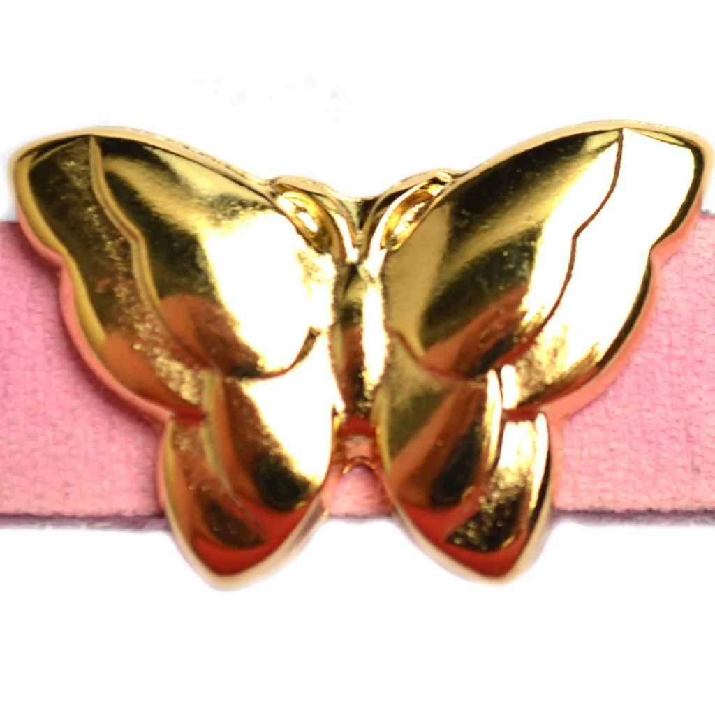 Leerschuiver vlinder Ø10x2.5 Goud DQ 22x15mm