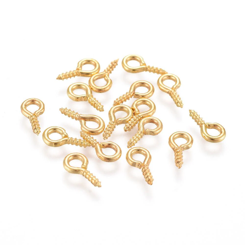 Goudkleurige schroef eye pins - ±100 stuks - Image 3