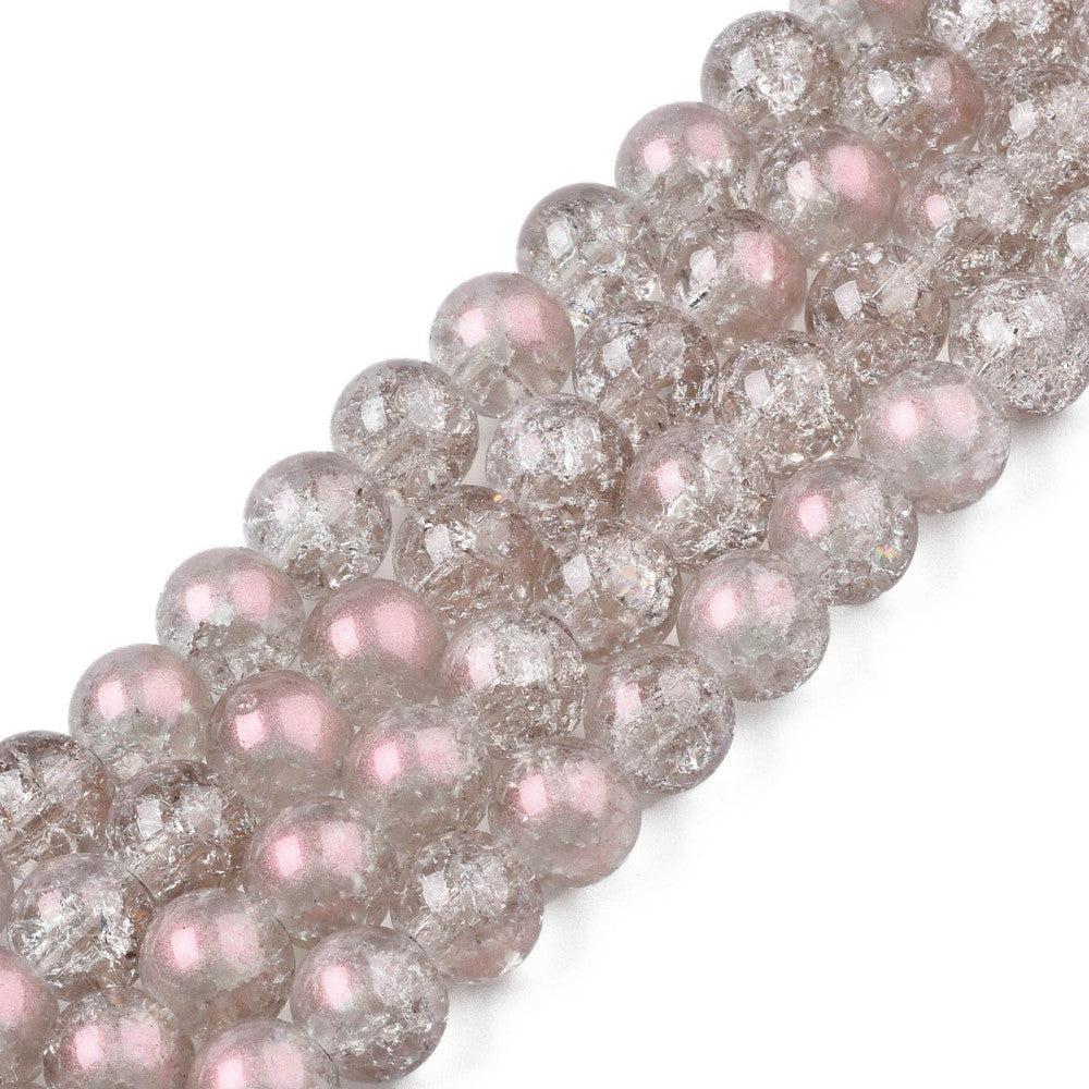 Graskralen rosy brown crackle 8mm- per 50