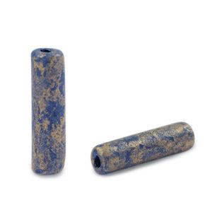 Grieks keramiek kralen gold spot tube Dark blue 20x5mm Ø2mm