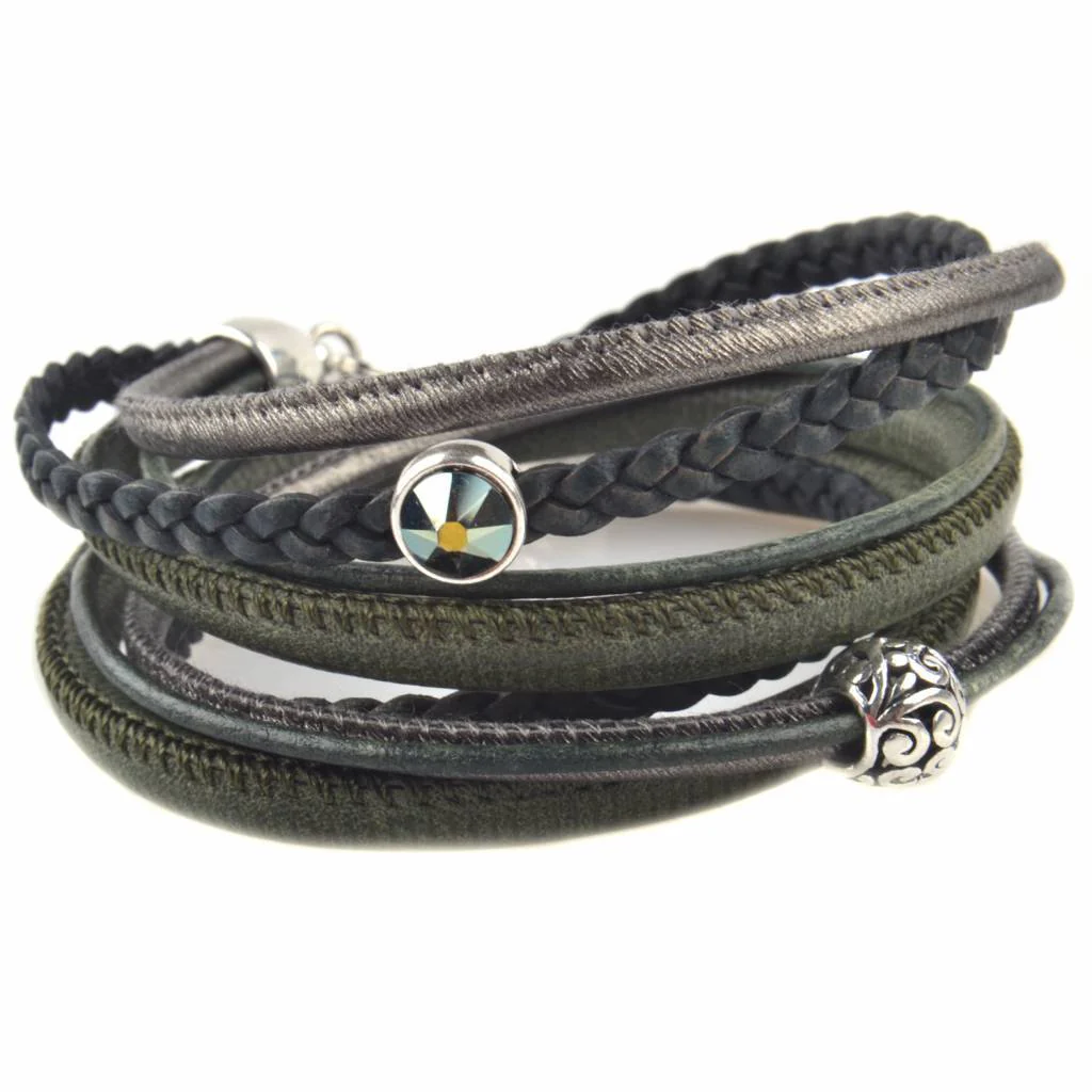 DIY Dubbele wikkel armband Army green