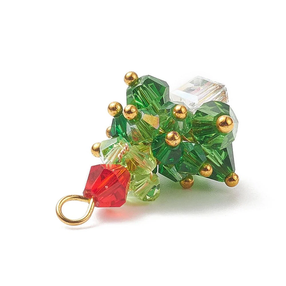 Hanger kerstboom facetkralen goud 26x19mm - Image 2