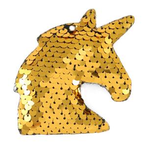 Hanger pailletten unicorn Goud 8x7cm